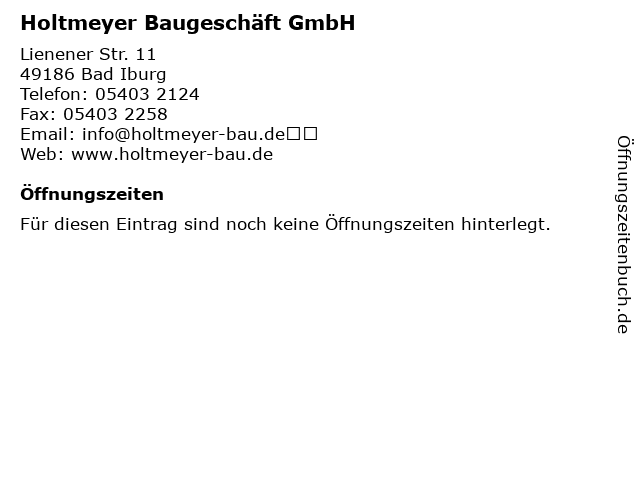 Holtmeyer Baugeschäft GmbH in Bad Iburg: Adresse und Öffnungszeiten