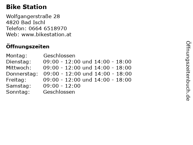Bike Station in Bad Ischl: Adresse und Öffnungszeiten