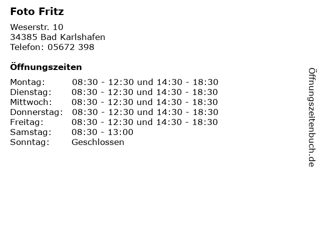 Foto Fritz in Bad Karlshafen: Adresse und Öffnungszeiten