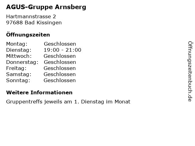 AGUS-Gruppe Arnsberg in Bad Kissingen: Adresse und Öffnungszeiten