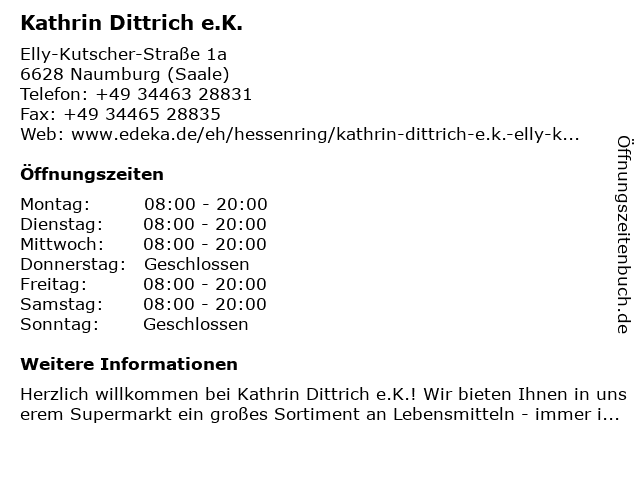 Kathrin Dittrich e.K. in Bad Kösen: Adresse und Öffnungszeiten