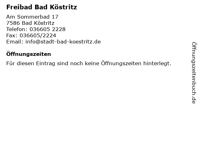 Freibad Bad Köstritz in Bad Köstritz: Adresse und Öffnungszeiten