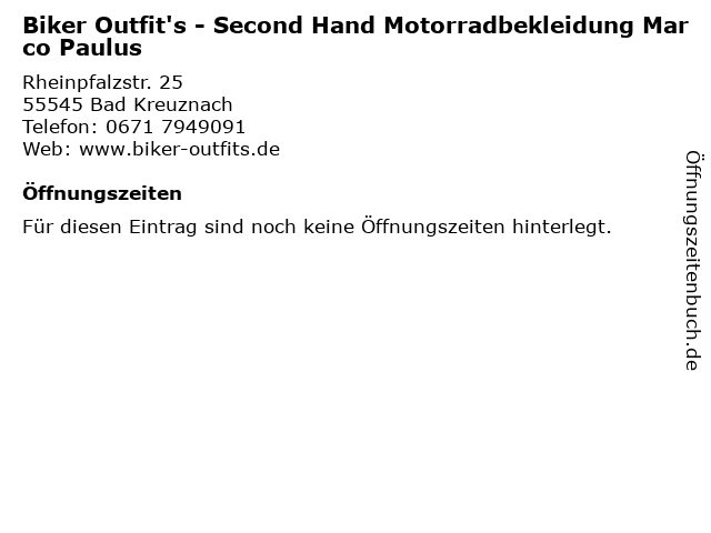 Biker Outfit's - Second Hand Motorradbekleidung Marco Paulus in Bad Kreuznach: Adresse und Öffnungszeiten
