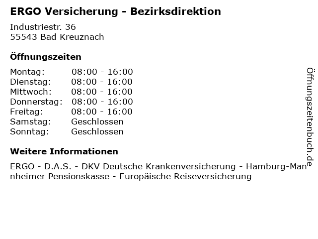 ERGO Versicherung - Bezirksdirektion in Bad Kreuznach: Adresse und Öffnungszeiten