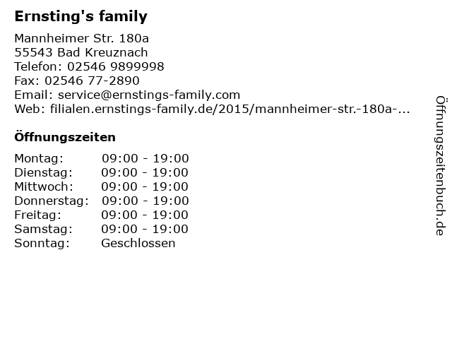 Ernsting's family in Bad Kreuznach: Adresse und Öffnungszeiten