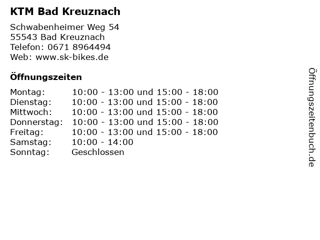 KTM Bad Kreuznach in Bad Kreuznach: Adresse und Öffnungszeiten