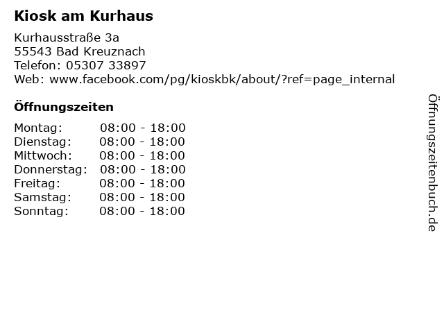 Kiosk am Kurhaus in Bad Kreuznach: Adresse und Öffnungszeiten