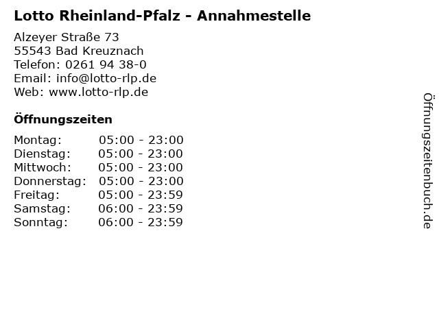 Lotto Rheinland-Pfalz - Annahmestelle in Bad Kreuznach: Adresse und Öffnungszeiten