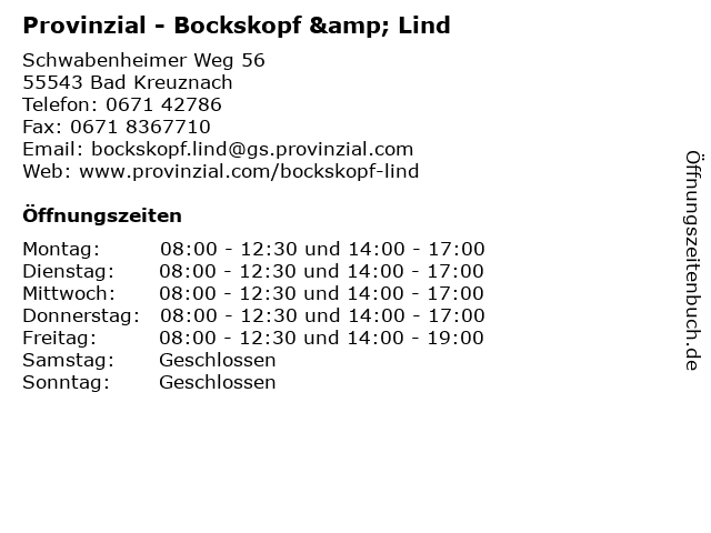 Provinzial - Bockskopf & Lind in Bad Kreuznach: Adresse und Öffnungszeiten