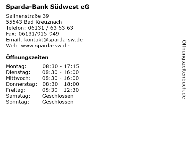 Sparda-Bank Südwest eG in Bad Kreuznach: Adresse und Öffnungszeiten