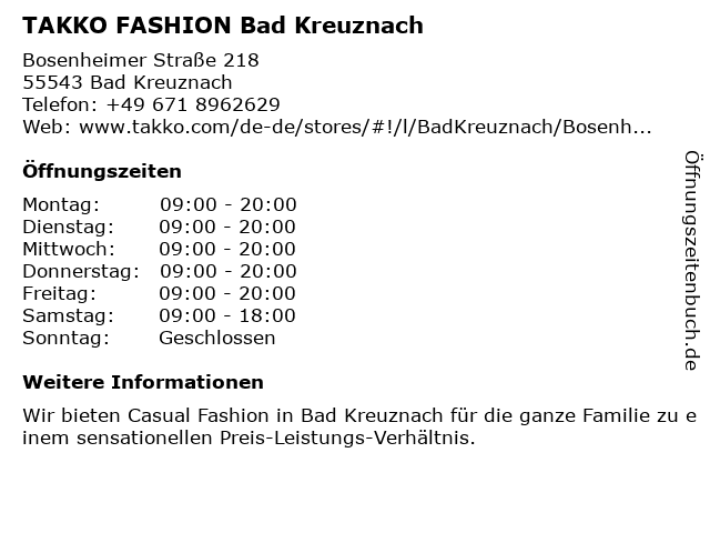 TAKKO FASHION Bad Kreuznach in Bad Kreuznach: Adresse und Öffnungszeiten