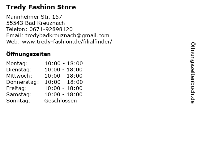 Tredy Fashion Store in Bad Kreuznach: Adresse und Öffnungszeiten