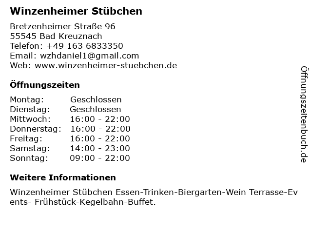 Winzenheimer Stübchen in Bad Kreuznach: Adresse und Öffnungszeiten