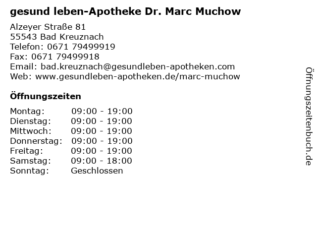 gesund leben-Apotheke Dr. Marc Muchow in Bad Kreuznach: Adresse und Öffnungszeiten
