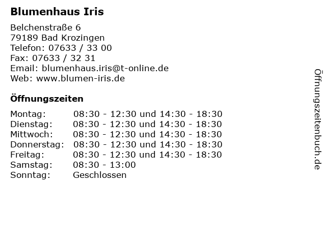 Blumenhaus Iris in Bad Krozingen: Adresse und Öffnungszeiten
