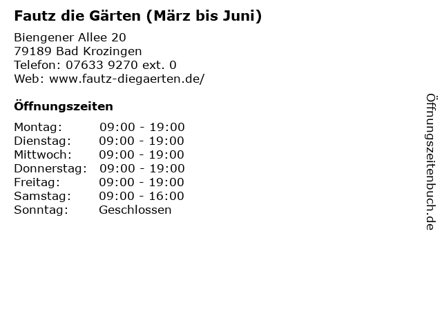 Fautz die Gärten (März bis Juni) in Bad Krozingen: Adresse und Öffnungszeiten