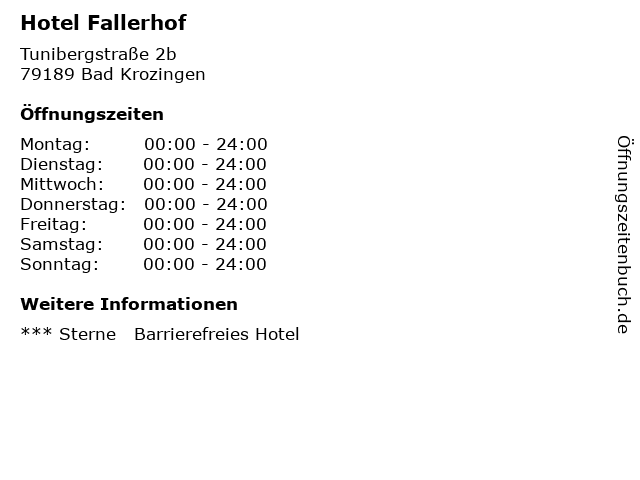 Hotel Fallerhof in Bad Krozingen: Adresse und Öffnungszeiten