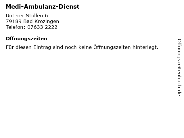 Medi-Ambulanz-Dienst in Bad Krozingen: Adresse und Öffnungszeiten