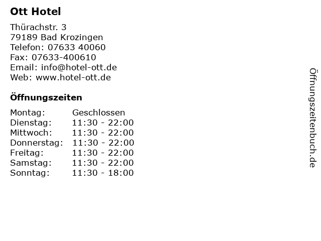 Ott Hotel in Bad Krozingen: Adresse und Öffnungszeiten