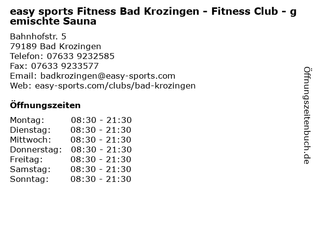 easy sports Fitness Bad Krozingen - Fitness Club - gemischte Sauna in Bad Krozingen: Adresse und Öffnungszeiten