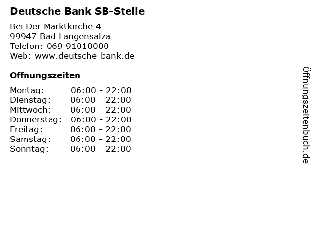 ᐅ Offnungszeiten Deutsche Bank Filiale Muhlhauser Strasse 34