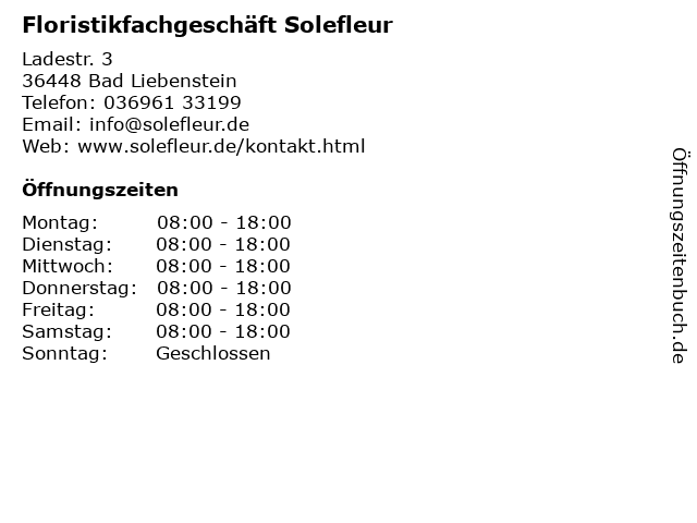 Floristikfachgeschäft Solefleur in Bad Liebenstein: Adresse und Öffnungszeiten