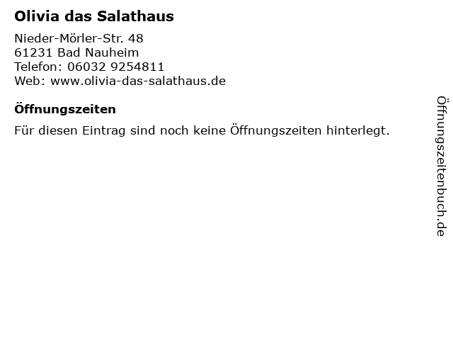 Olivia das Salathaus in Bad Nauheim: Adresse und Öffnungszeiten