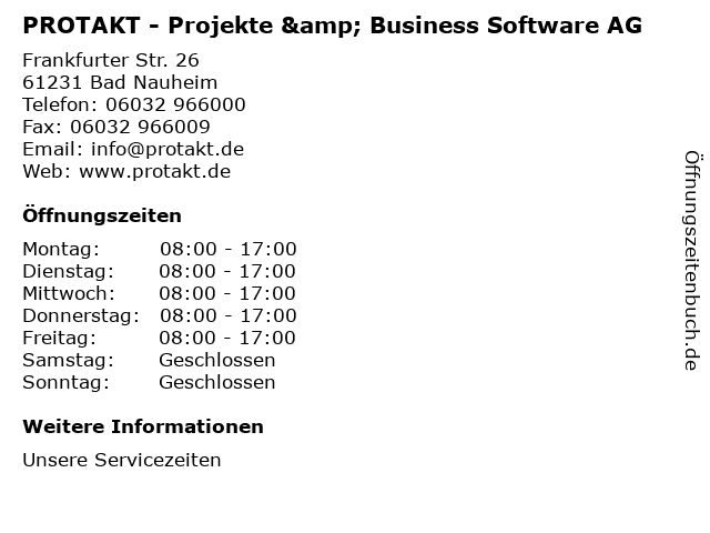 PROTAKT - Projekte & Business Software AG in Bad Nauheim: Adresse und Öffnungszeiten