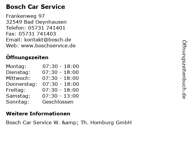 Bosch Car Service in Bad Oeynhausen: Adresse und Öffnungszeiten