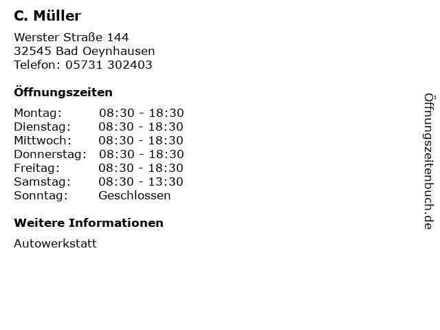 C. Müller in Bad Oeynhausen: Adresse und Öffnungszeiten