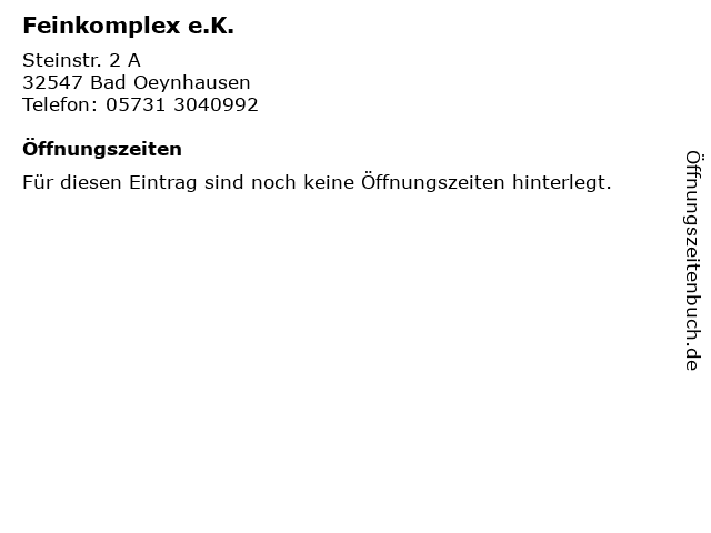 Feinkomplex e.K. in Bad Oeynhausen: Adresse und Öffnungszeiten