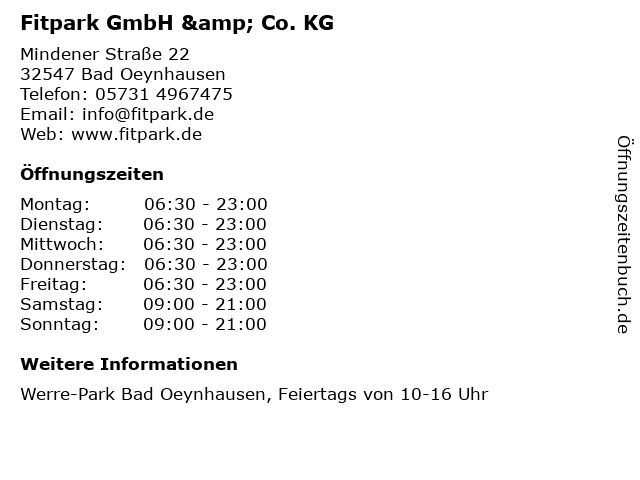 Fitpark GmbH & Co. KG in Bad Oeynhausen: Adresse und Öffnungszeiten