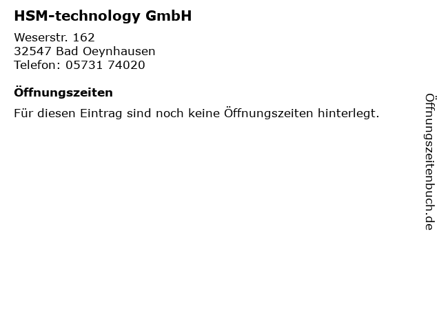 HSM-technology GmbH in Bad Oeynhausen: Adresse und Öffnungszeiten