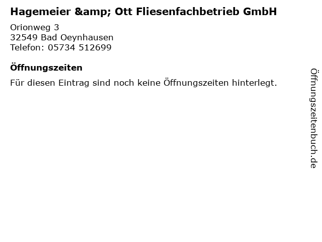 Hagemeier & Ott Fliesenfachbetrieb GmbH in Bad Oeynhausen: Adresse und Öffnungszeiten