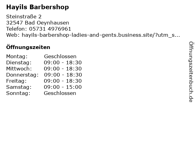 Hayils Barbershop in Bad Oeynhausen: Adresse und Öffnungszeiten