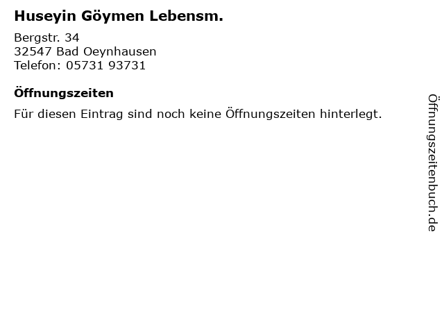 Huseyin Göymen Lebensm. in Bad Oeynhausen: Adresse und Öffnungszeiten