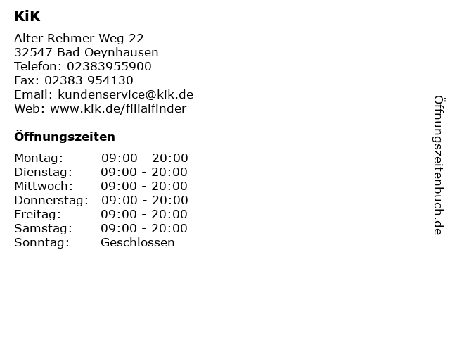 KiK in Bad Oeynhausen: Adresse und Öffnungszeiten