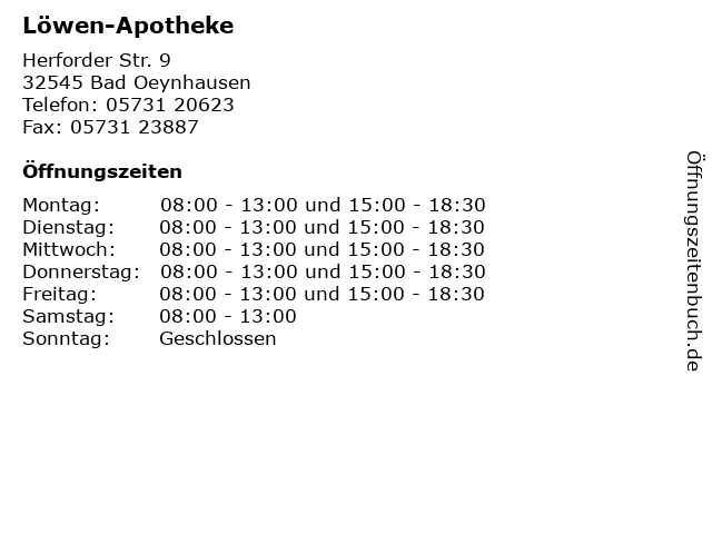 Löwen-Apotheke in Bad Oeynhausen: Adresse und Öffnungszeiten