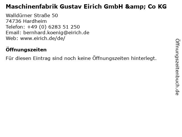 Maschinenfabrik Gustav Eirich GmbH & Co KG in Bad Oeynhausen: Adresse und Öffnungszeiten