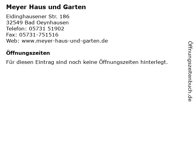 Meyer Haus und Garten in Bad Oeynhausen: Adresse und Öffnungszeiten
