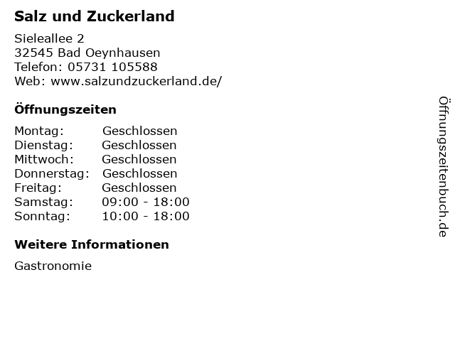 Salz und Zuckerland in Bad Oeynhausen: Adresse und Öffnungszeiten
