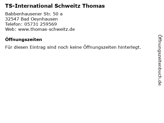 TS-International Schweitz Thomas in Bad Oeynhausen: Adresse und Öffnungszeiten