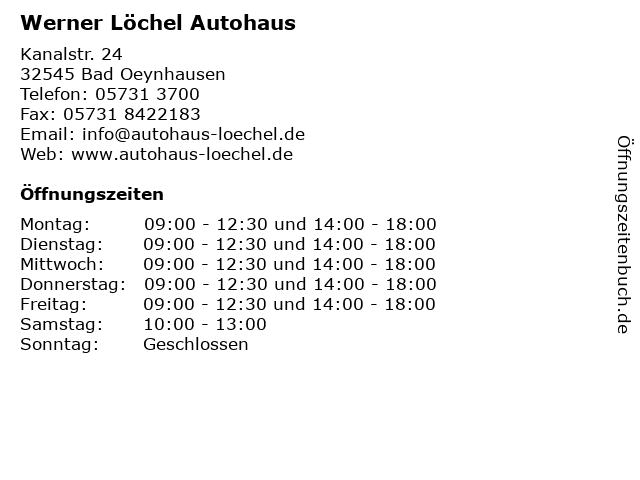 Werner Löchel Autohaus in Bad Oeynhausen: Adresse und Öffnungszeiten