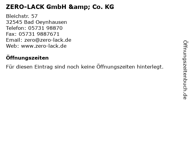 ZERO-LACK GmbH & Co. KG in Bad Oeynhausen: Adresse und Öffnungszeiten