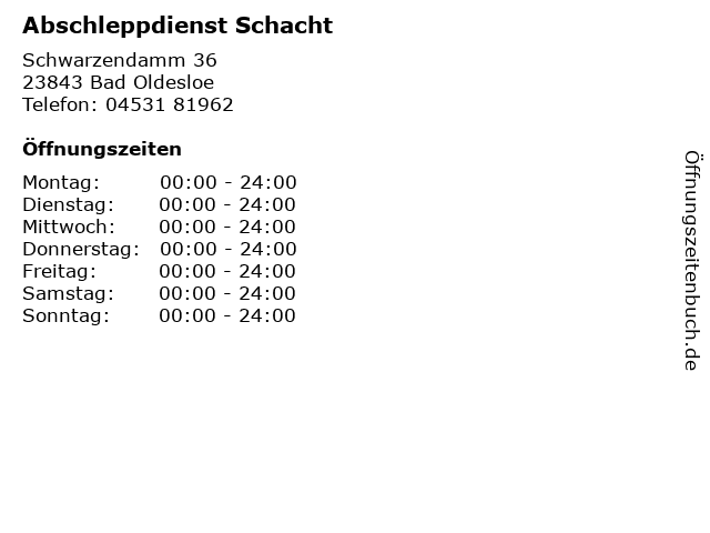 Abschleppdienst Schacht in Bad Oldesloe: Adresse und Öffnungszeiten