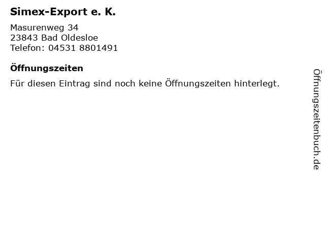 Simex-Export e. K. in Bad Oldesloe: Adresse und Öffnungszeiten