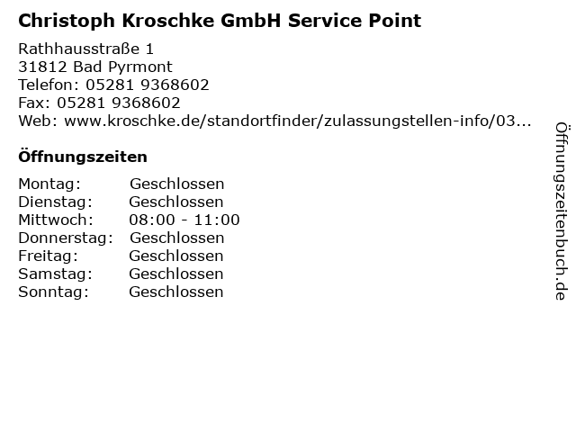 Christoph Kroschke GmbH Service Point in Bad Pyrmont: Adresse und Öffnungszeiten