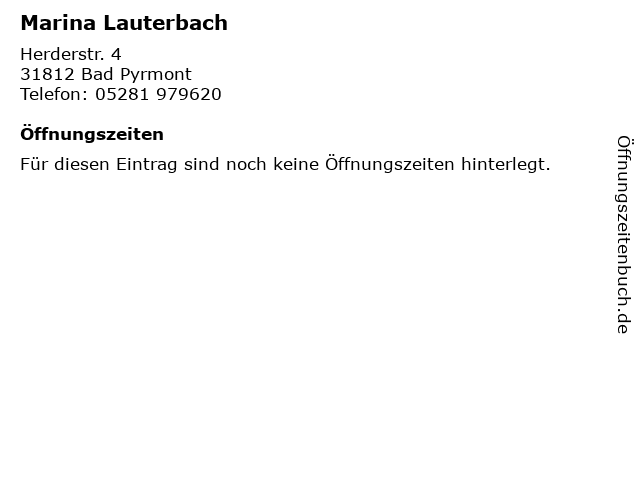 Marina Lauterbach in Bad Pyrmont: Adresse und Öffnungszeiten