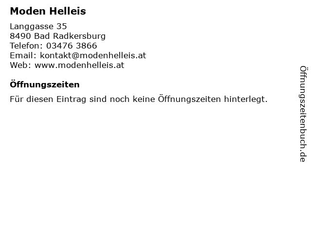 Moden Helleis in Bad Radkersburg: Adresse und Öffnungszeiten