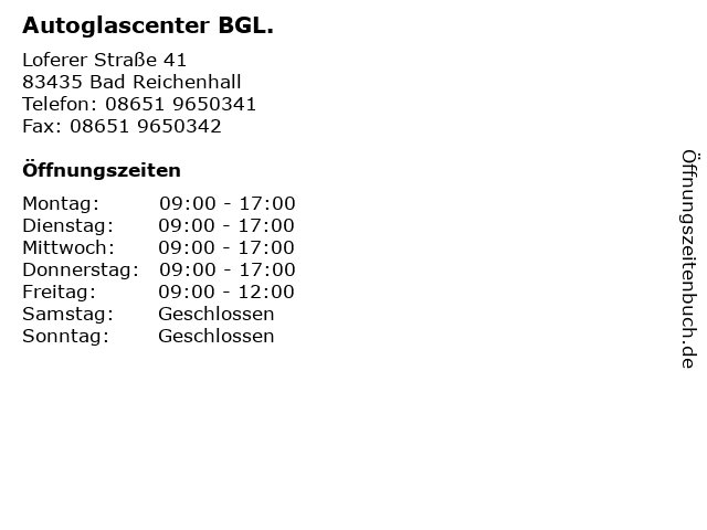 Autoglascenter BGL. in Bad Reichenhall: Adresse und Öffnungszeiten